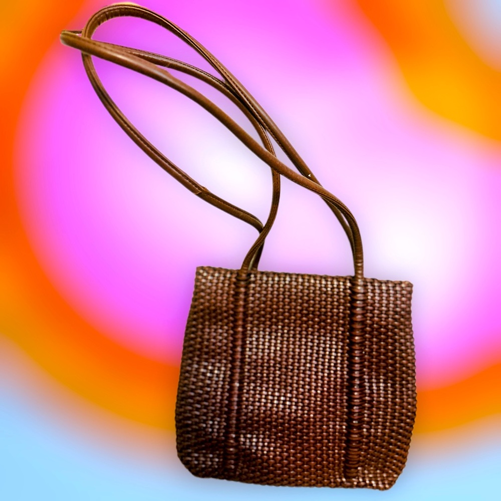 👜 Nine West Brown Faux Leather Woven Purse 🔥